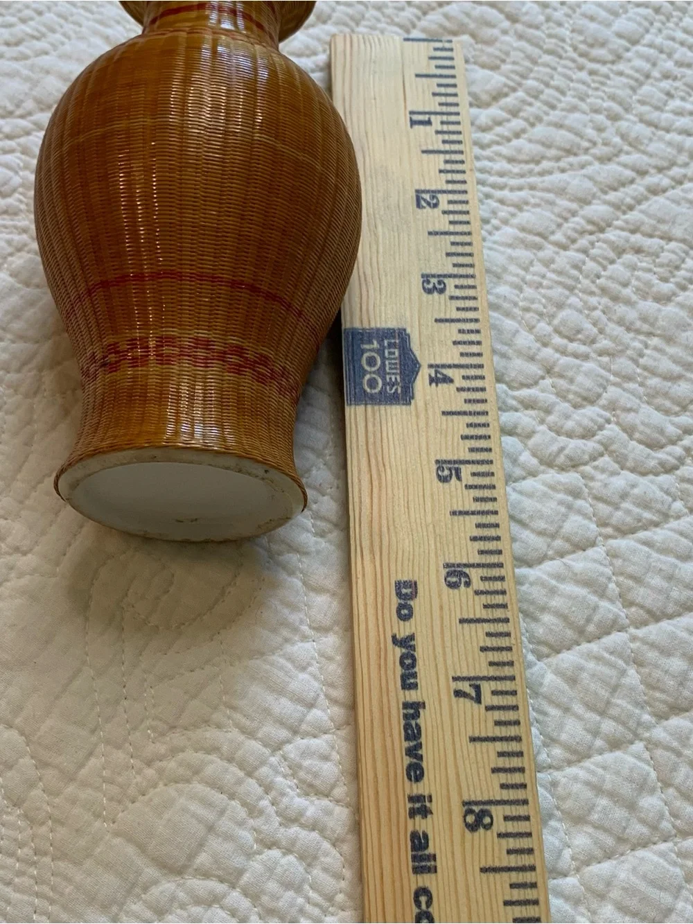 Vintage Chinese FINE Rattan Bamboo Woven Porcelain Vase
